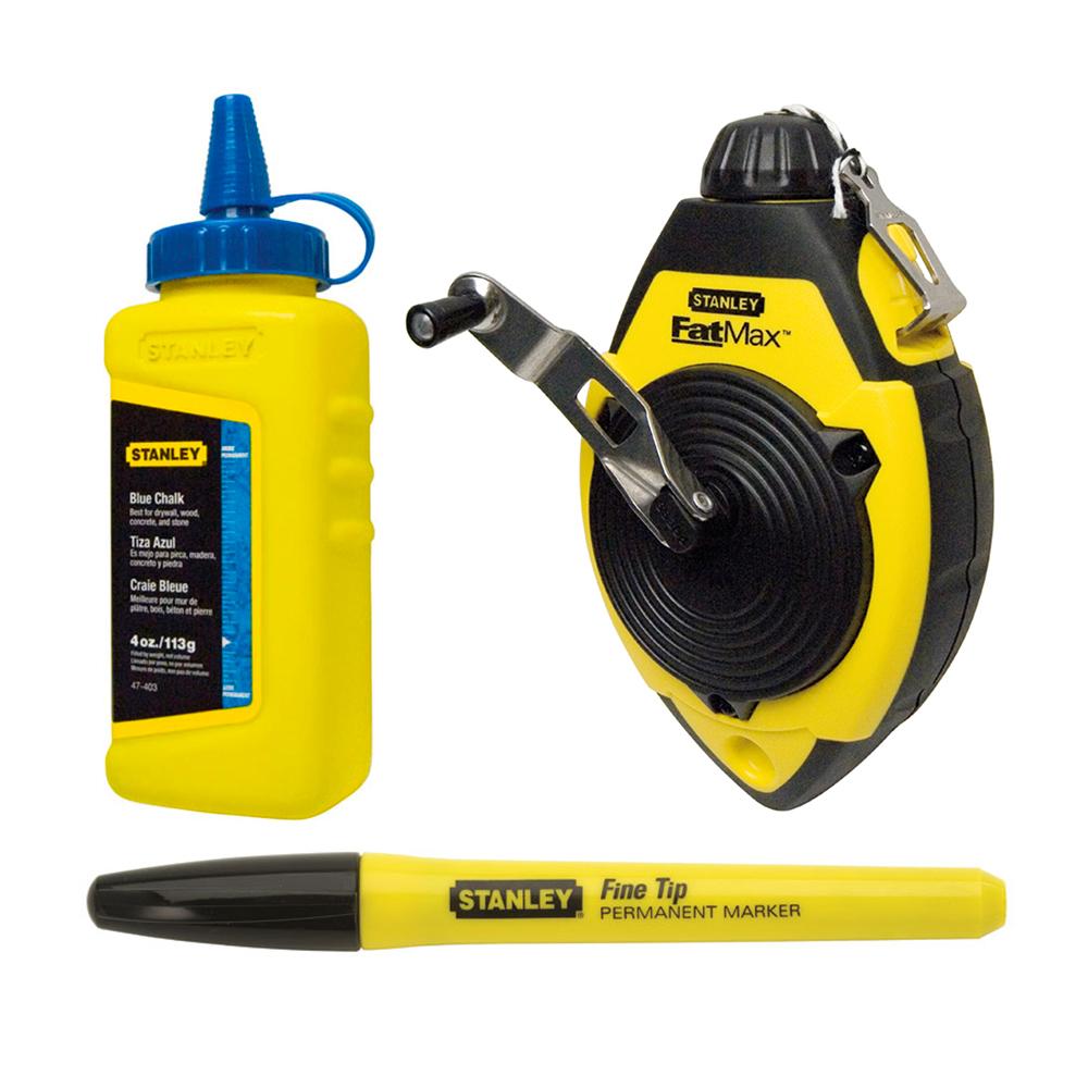 Stanley 47-681L FATMAX 30m Chalk Line Reel with Refill Powder Blue 113g /  4oz & Marker - Chalk Lines & Reels, Line Marking & Chalks, Marking Out  Tools - Discount Trader