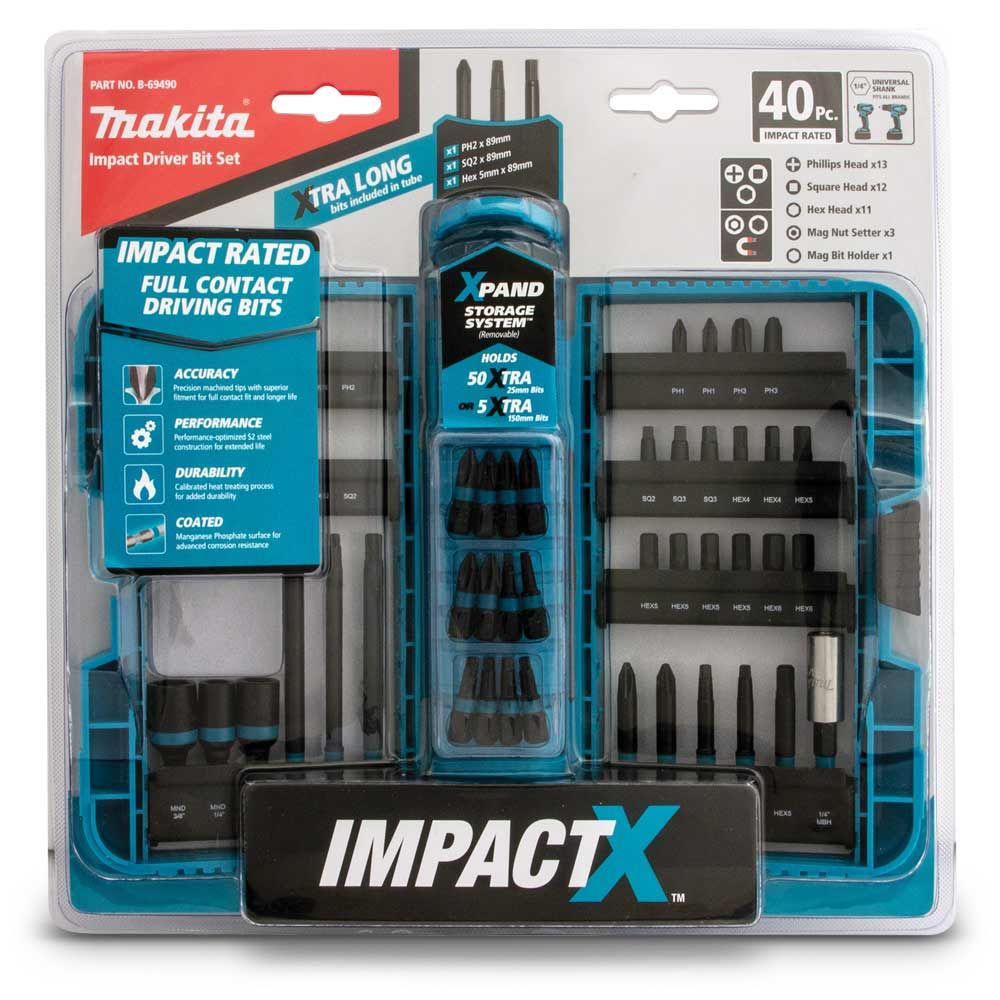 Makita B-69490 IMPACTX PTA Impact Screwdriving Driver Bit Set 40 Piece ...