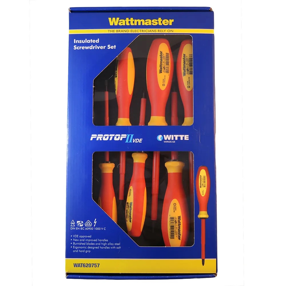 WITTE WAT620757 6 Piece VDE 1000V Electrician's Insulated Screwdriver